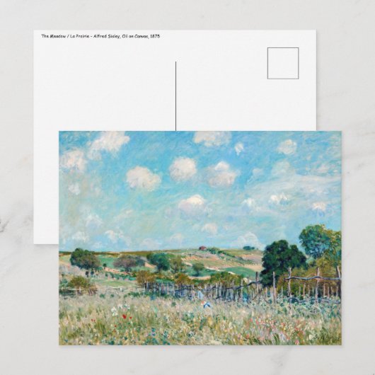 Carte Postale Alfred Sisley - La Prairie (Devant / Derrière)