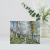 Carte Postale Alfred Sisley - Les bords de Seine à By (Debout devant)