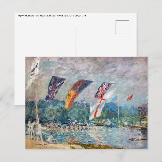 Carte Postale Alfred Sisley - Régate à Molesey (Devant / Derrière)
