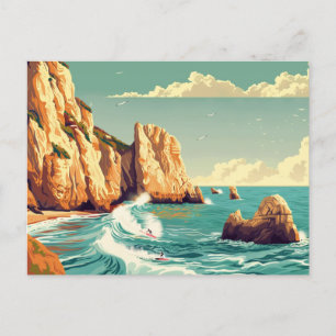 Carte Postale Algarve, Portugal Surf Voyage Vintage