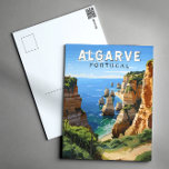 Carte Postale Algarve Portugal Travel Art Vintage<br><div class="desc">Design d'art vectoriel de l'Algarve. L'Algarve,  la région la plus méridionale du Portugal,  est connue pour ses plages de l'Atlantique et ses stations de golf.</div>