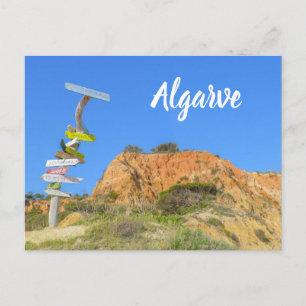 Carte Postale Algarve Rocks et Signpost Portugal