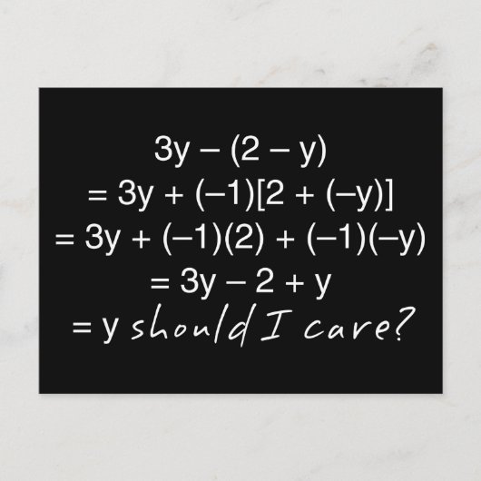 Carte Postale Algebra Pourquoi devrais-je me soucier de l'Humour (Devant)