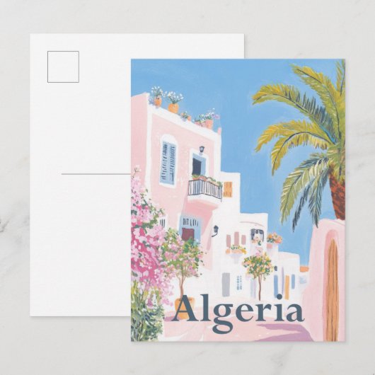 Carte Postale Algérie Aquarelle Peinture Voyage (Devant / Derrière)