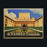 Carte Postale Alhambra Grenade Espagne<br><div class="desc">Palais de l'Alhambra cour intérieure à Grenade,  Andalousie,  Espagne. Un nouveau graphique de voyage vintage.</div>