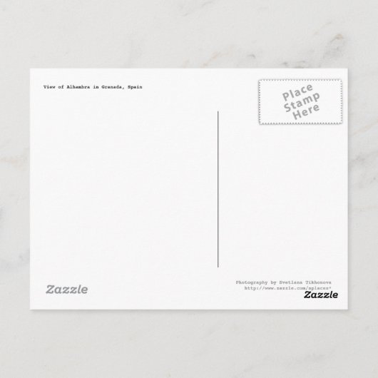 Carte postale Alhambra View (Dos)