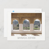 Carte Postale Alhambra windows ~ Grenade, Espagne (Devant / Derrière)