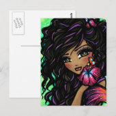 Carte postale "Aliah" Hibiscus Mermaid Imaginaire  (Devant / Derrière)
