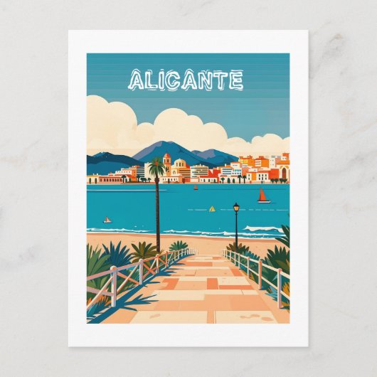 Carte Postale Alicante Espagne Beach View Voyage (Devant)