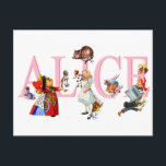 Carte Postale Alice à Wonderland et Friends<br><div class="desc">Alice à Wonderland and Friends,  including the Mad Hatter,  the Queen of Hearts,  the Duchess,  the Caterpillar,  the Cheshire Cat,  the White Rabbit and the Cardmen</div>