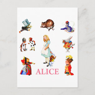 Carte Postale Alice à Wonderland et Friends