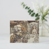 Carte Postale Alice Anniversaire Non-Anniversaire Lapin Chapeau  (Debout devant)