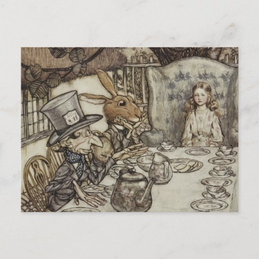 Carte Postale Alice Anniversaire Non-Anniversaire Lapin Chapeau  (Devant)