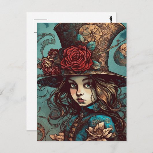 Carte Postale Alice au chapeau (Devant / Derrière)