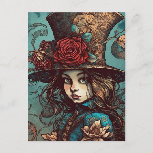 Carte Postale Alice au chapeau (Devant)