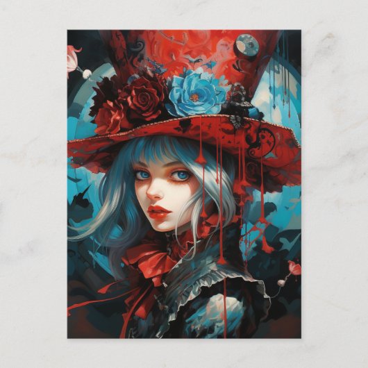 Carte Postale Alice au chapeau rouge (Devant)