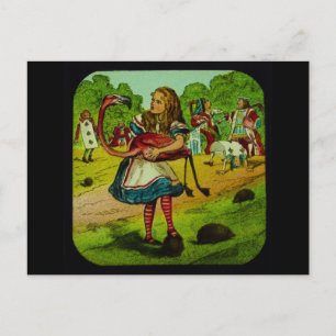 Carte Postale Alice au pays des merveilles Flamant rose Croquet