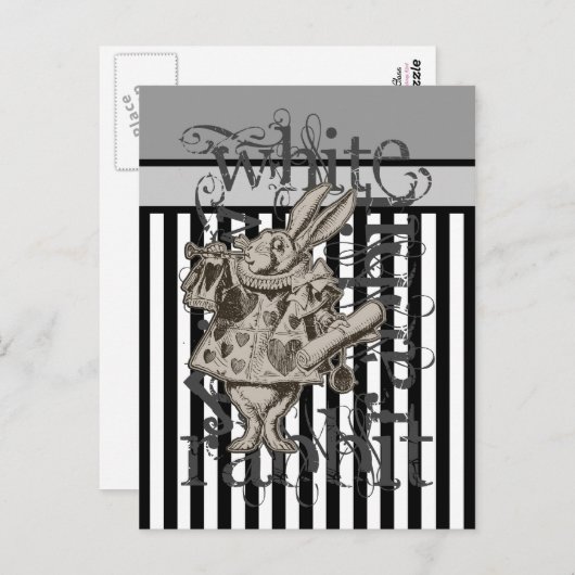 Carte Postale Alice Au Pays Des Merveilles Grunge De Lapin Blanc (Devant / Derrière)