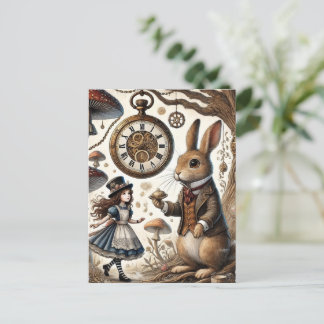 Carte Postale alice au pays des merveilles lapin blanc