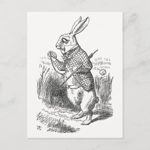 Carte Postale Alice au pays des merveilles, le lapin blanc regar