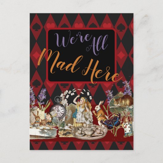 Carte Postale Alice au pays des merveilles Mad Cheshire Chat (Devant)