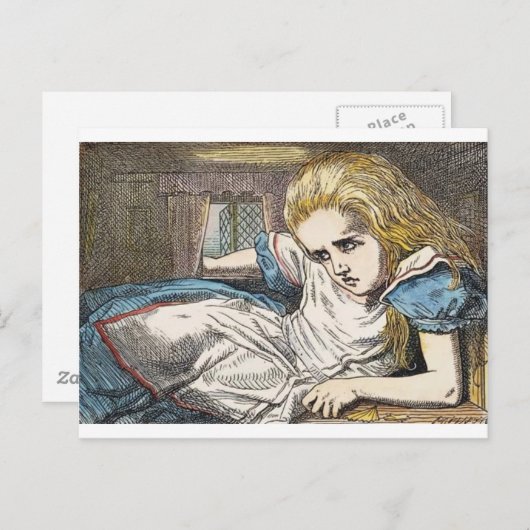 Carte Postale Alice au pays des merveilles : MANGEZ-MOI trop gro (Devant / Derrière)