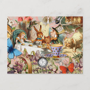 Carte Postale Alice au pays des merveilles Tea Party Art