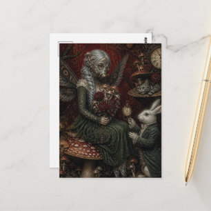 Carte Postale Alice aux cheveux gris avec un masque à gaz et le