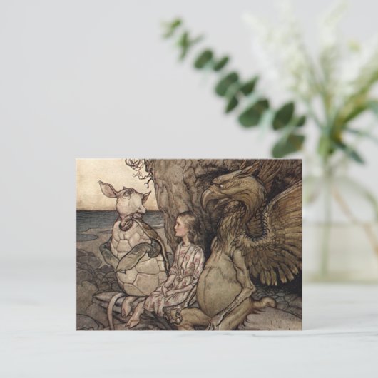 Carte Postale Alice avec le Griffin et la Fausse tortue (Debout devant)