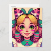 Carte Postale Alice avec oreilles Cheshire Chat (Devant / Derrière)