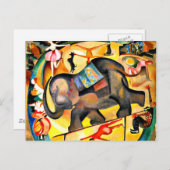 Carte Postale Alice Bailly - L'éléphant, peinture d'art (Devant / Derrière)