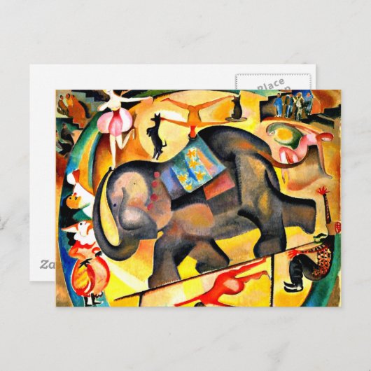 Carte Postale Alice Bailly - L'éléphant, peinture d'art (Devant / Derrière)