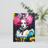 Carte Postale Alice comme le lapin avec les cheveux roses (Debout devant)