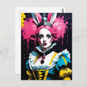 Carte Postale Alice comme le lapin avec les cheveux roses (Devant / Derrière)