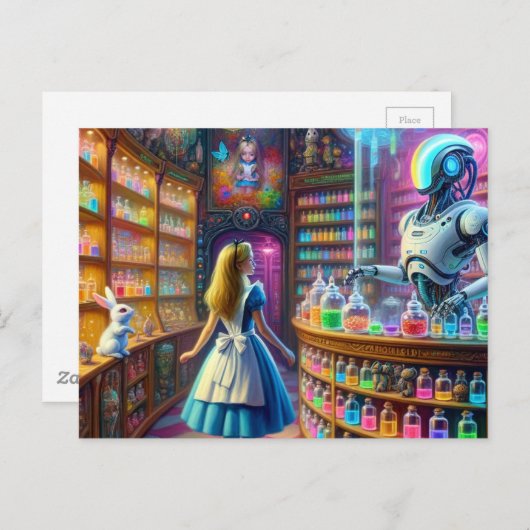 Carte Postale Alice dans l'apothecaire robotique fantastique (Devant / Derrière)