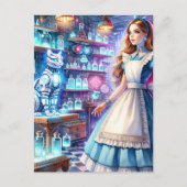 Carte Postale Alice dans l'appothécaire de Steampunk avec Robot  (Devant)