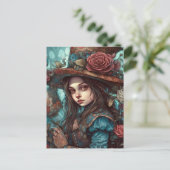 Carte Postale Alice dans un chapeau avec fleurs (Debout devant)