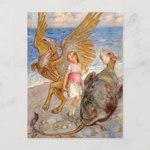 Carte Postale Alice écoute le Griffin et la Fausse tortue