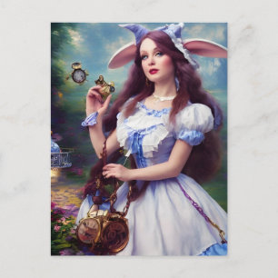 Carte Postale Alice en tant que Lapin Steampunk