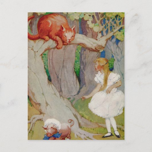 Carte Postale Alice et Cheshire Cat au pays des merveilles (Devant)