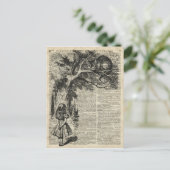 Carte Postale Alice et Cheshire Stencil Art sur la page des livr (Debout devant)