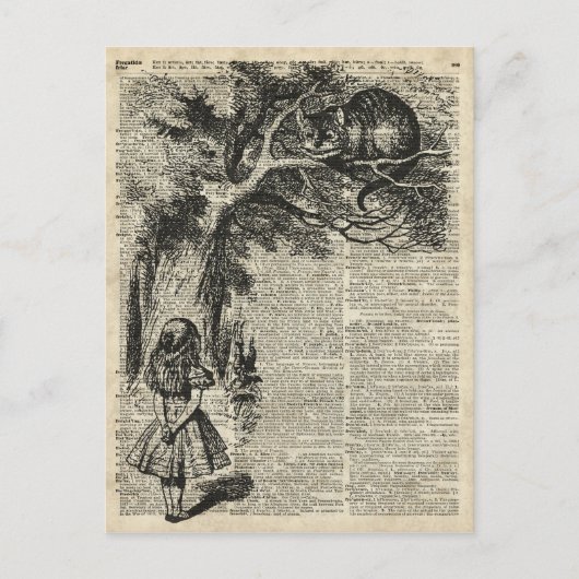 Carte Postale Alice et Cheshire Stencil Art sur la page des livr (Devant)