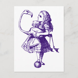 Carte Postale Alice et Flamant rose encastré violet