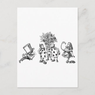 Carte Postale Alice et la Bande des Merveilles en noir et blanc