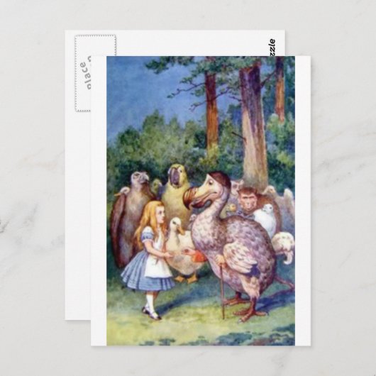 Carte Postale Alice et la dronte dans polychrome (Devant / Derrière)