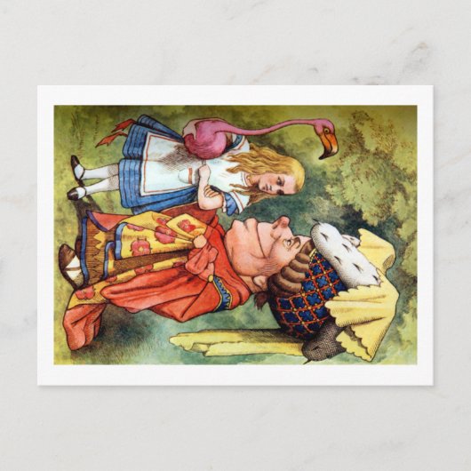 Carte Postale Alice et la duchesse Play Flamingo Croquet (Devant)