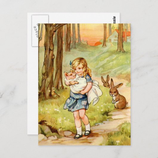 Carte Postale Alice et le bébé de porc (Devant / Derrière)