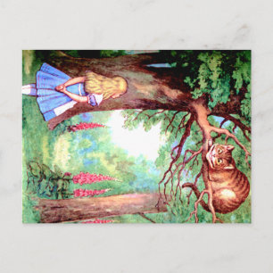 Carte Postale Alice et le Cheshire Cat au pays des merveilles