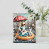 Carte Postale Alice et le collage du lapin blanc (Debout devant)