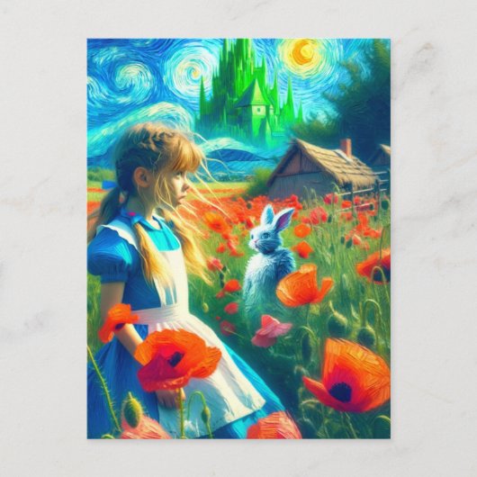 Carte Postale Alice et le lapin blanc Entrez dans le style Oz Va (Devant)